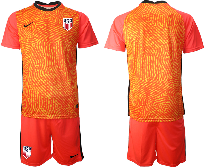 Men 2020-2021 Season National team United States goalkeeper red Soccer Jersey1